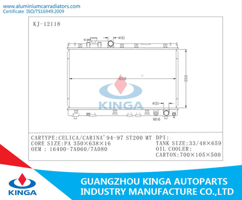 94 95 96 97 Toyota Radiator voor CELICA/OEM 16400-7A060/7A080 van KIEL ST200 MT leverancier