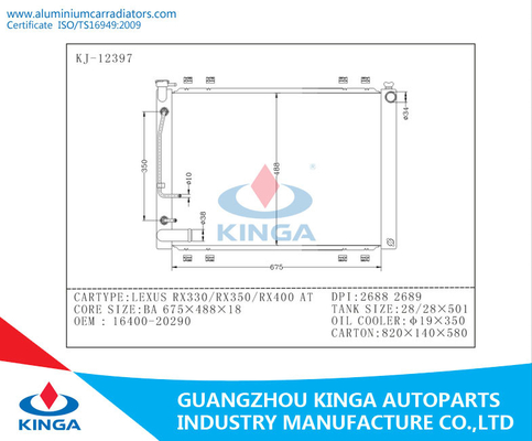 1997-1999 OEM HDB50/51 van de de Radiatoronderlegger voor glazen van Toyota Automobiele 16400-17271 PA32/BIJ leverancier