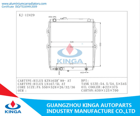 Autoradiator HILUX KZN165R 99 - BIJ PA 22mm/32mm/36mm leverancier