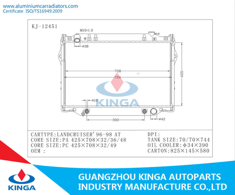 De Verticale Radiators LANDCRUISER 96 - 98 van Toyota BIJ PA &amp; PC 32mm/36mm/48mm/49mm leverancier