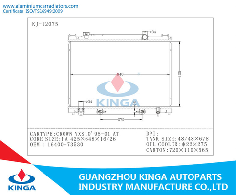 Automobiele Motor het Koelen Oem 95 - 01 16400 73530 van het de Kroonyxs10 Jaar van Radiatortoyota leverancier