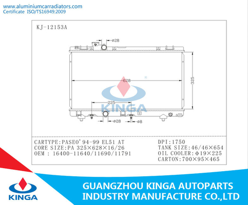 Het Verwarmen van TOYOTA PASEO 95-97 DPI 1750 Radiators, Dubbele Radiators 1640011640/11690/11791 leverancier