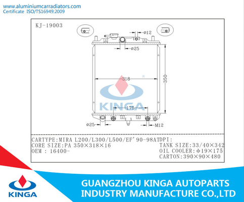 Radiator van het de Radiatorsl200/l300/l500/ef-90-98 Gietijzer van DAIHATSU MIRAL de Modieuze leverancier