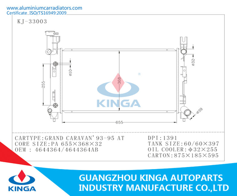 Van de de Hoge Prestatiesradiator van douanechrysler Grote Caravan '93-95 BIJ OEM 4644364/4644364AB leverancier