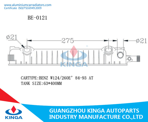 De juiste Grootte van BMW W201/260E'84-93 63*400 van de Radiatortank voor Verkoop leverancier