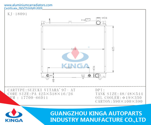 De Radiator Suzuki Vitara 97 van Suzuki van autodelen BIJ OEM 1770066D11 leverancier