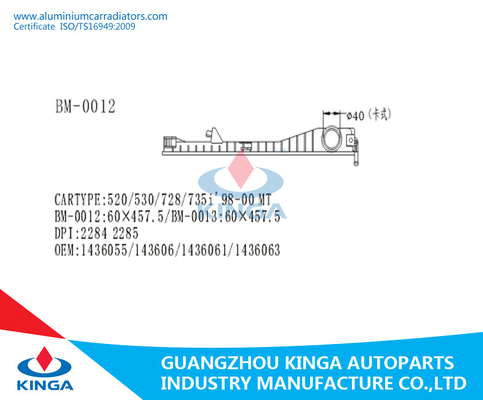 Plastic BMW-Tank van de Autoradiator 520/530/728/735I 98 - 00 MT 60*457.5mm leverancier