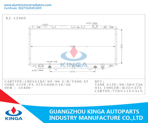 De autovervanging van de Delen Automobiele Radiator CRESSIDA '95-96 S/R/YX80 16400 - BIJ leverancier