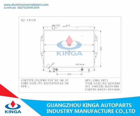 Japanse Mitsubishi-Radiator PAJERO V33 '92-96 BIJ de Radiator van het Prestatiesaluminium leverancier