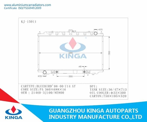 Van de de Autoradiator van de aluminiumdouane de Prestaties Koelradiators voor NISSAN BD22/TD27 leverancier