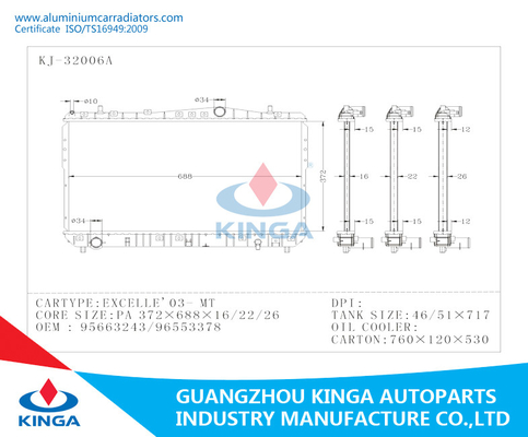 CHEVROLET EPICA 02 - BIJ de Radiatorsoem 96278702/96328702 G.M.C van de Aluminiumauto leverancier