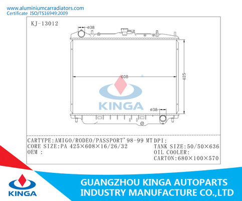 Automobielmotorradiator voor ISUZU-AMIGO/RODEO/PASPOORT '98-99 MT leverancier