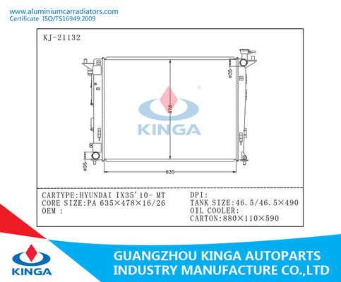 46.5/46.5*490mm de Radiatorsplastiek van Aluminiumhyundai voor IX35'10-MT leverancier