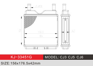 Van het de JEEPaluminium van de verwarmer Warme wind de Autoradiators Modelcj3 CJ5 CJ6 leverancier