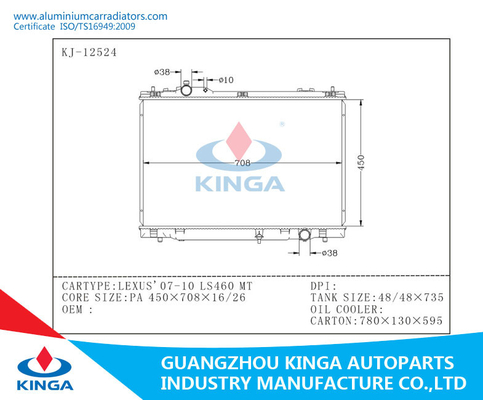 De professionele radiators van de aluminiumauto voor TOYOTA lexus'07-10 LS460-MT leverancier