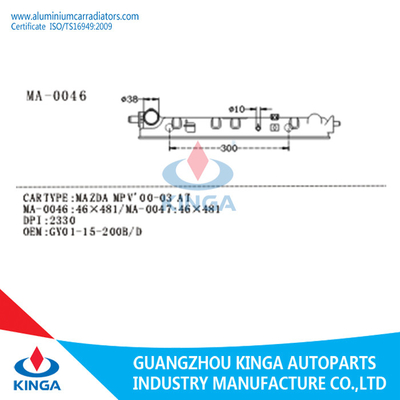 MAZDA MPV '00-03 BIJ de Tanks van de Vervangingsradiator verliet GY01-15-200B/D 481mm leverancier