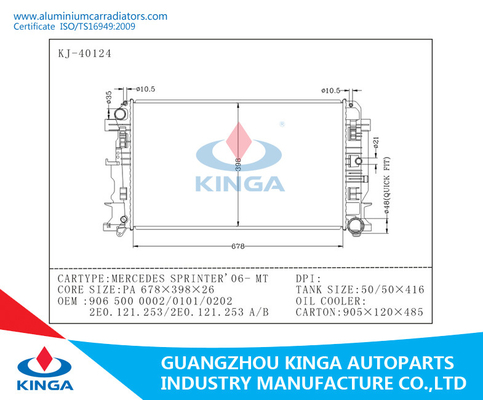 MERCEDES-SPRINTER de Hoge Prestatiesradiator van de '06 Radiatorsdouane van de Aluminiumauto leverancier