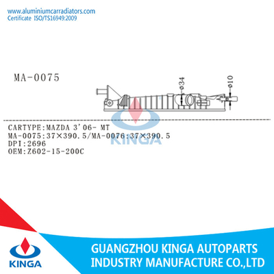 MAZDA 3 ' 06 - Auto Linker Plastic de Radiatortanks van MT voor Plaatsing, OEM Z602-15-200C leverancier