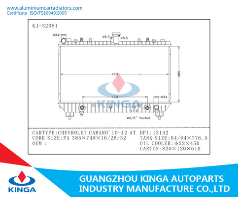 GMC-de Radiators koelsysteem CHEVROLET CAMARO'10-12 van de Aluminiumauto leverancier