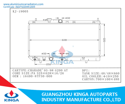 Van de het watertank van de aluminiumauto auto de radiatoroem 16400-87F30-000 van DAIHATSU CHARADE'93-98 G200 leverancier