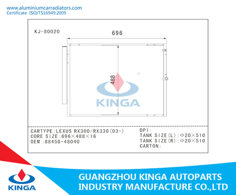 Aluminium autoac condensator voor LEXUS RX330 03 OEM 88450-48040 leverancier