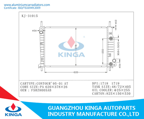 OEM F5RZ8005AB Honda de Douane Autoradiator CONTOUR'95-01 van Ford van de Aluminiumradiator leverancier