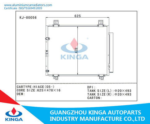 De Condensator van aluminiumtoyota AC van Hiace (05-) Voor Replacment, autoac condensator leverancier