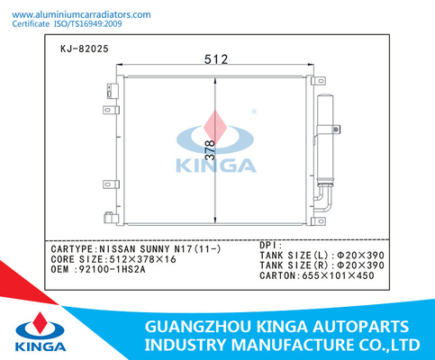 92100-1HS2A autoautoac Condensator het Aluminiumcondensator voor van Nissan Sunny N17 (11-) leverancier