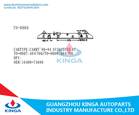 Diameter 31mm de Plastic Tank van de Bodemradiator TOYOTA CAMRY'90-94 SV30/SV35 BIJ in Zwarte Kleur leverancier