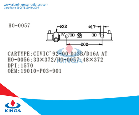 CIVIC'92-00 D13B/D16A BIJ Sterke Plastic OEM 19010-P30-901 van de Radiatortank leverancier