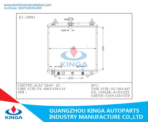 ALZA'2010-bij SUZUKI-de radiator van het prestatiesaluminium met Plastic Tank leverancier