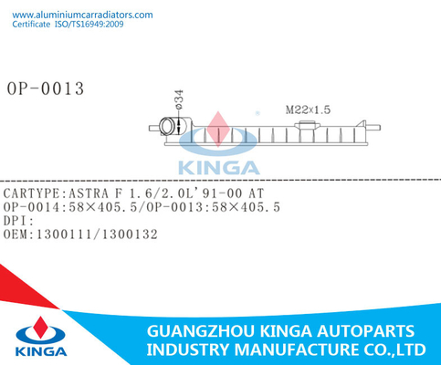 Aftermarket van de de Radiatorfles van MT van Opel ASTRA F 1.6/2.0L'91-00 de Autodelen van de de radiatortank leverancier