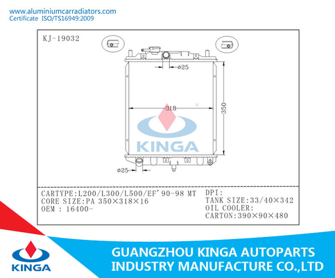 MT van de Radiatorsdaihatsu L200/L300/L500/EF'90-98 van het hoge Prestaties Autoaluminium leverancier