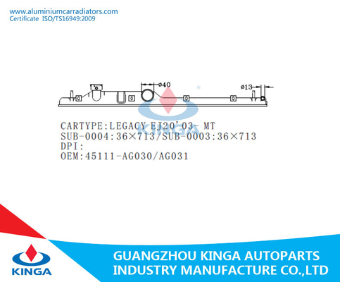Het eindtank van de vervangingsradiator voor SUBARU LEGACY-de Bodemtank van EJ25'03-MT j-22002A leverancier