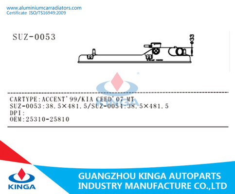 2007 KIA CEED AR-1032 de Auto Zwarte Grootte 38.5×481.5 mm van de Radiator Plastic Tank leverancier