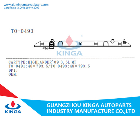 48*793.5 mm-de Tank van de Radiatorafzet voor Toyota Highlander 09 3.5L-MT in PA66GF30 leverancier