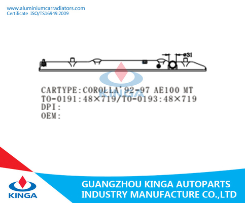 Van de de Vervangingsradiator van MT van TOYOTA COROLLA 1992-1994 de Tanks Plastic OEM 16400-16390 leverancier