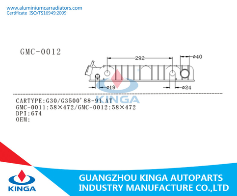 PA66 G30/G3500 1988-1991 BIJ Plastic de Reparatieuitrusting 58×472mm van de Radiatortank leverancier