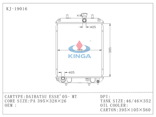 OEM 16400-B2010-000 MT van de Radiatorsdaihatsu Esse'05 van de Aluminiumauto leverancier